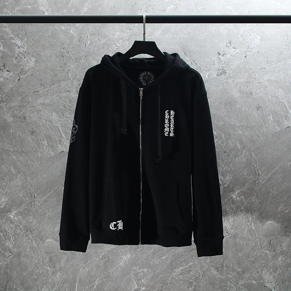 Chrome Hearts Zip-Up Hoodie Scroll/Dagger Logo